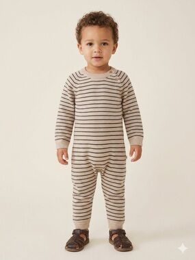 GAP Cream and Black Striped Knit Baby One-Piece